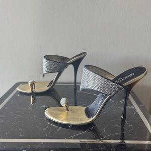 Gianmarco Lorenzi Strass Toe Ring Sandals Heels 39 Fetish Rare